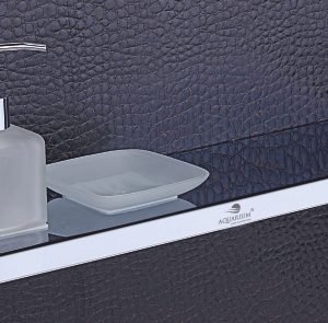 shelf with soap dish with liquid soap dispenser